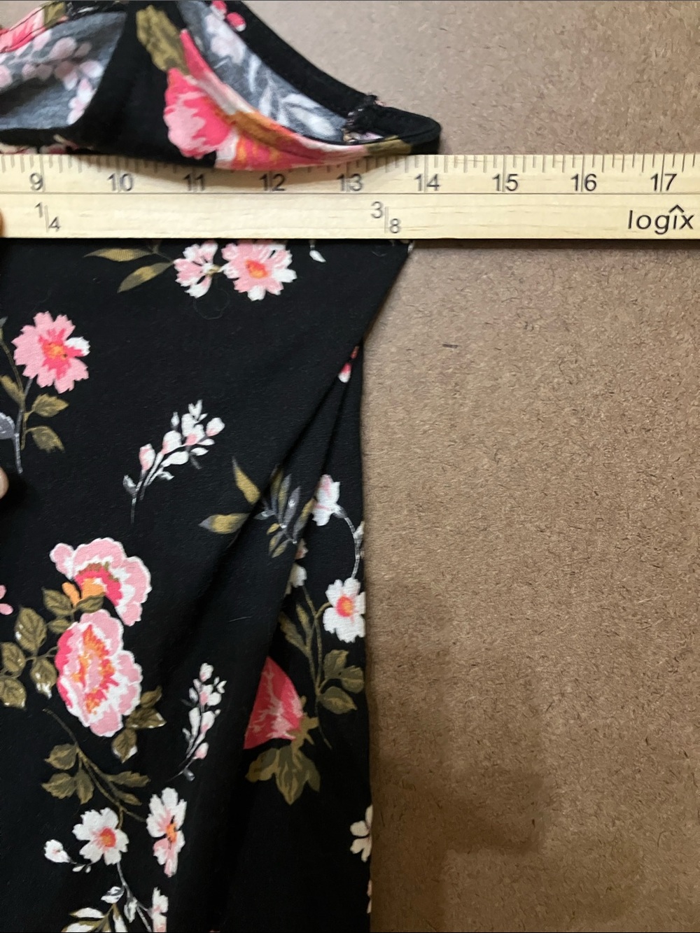 Floral Double-Strap Cami Top - Black with Pink Flowers - Picture 5 of 9